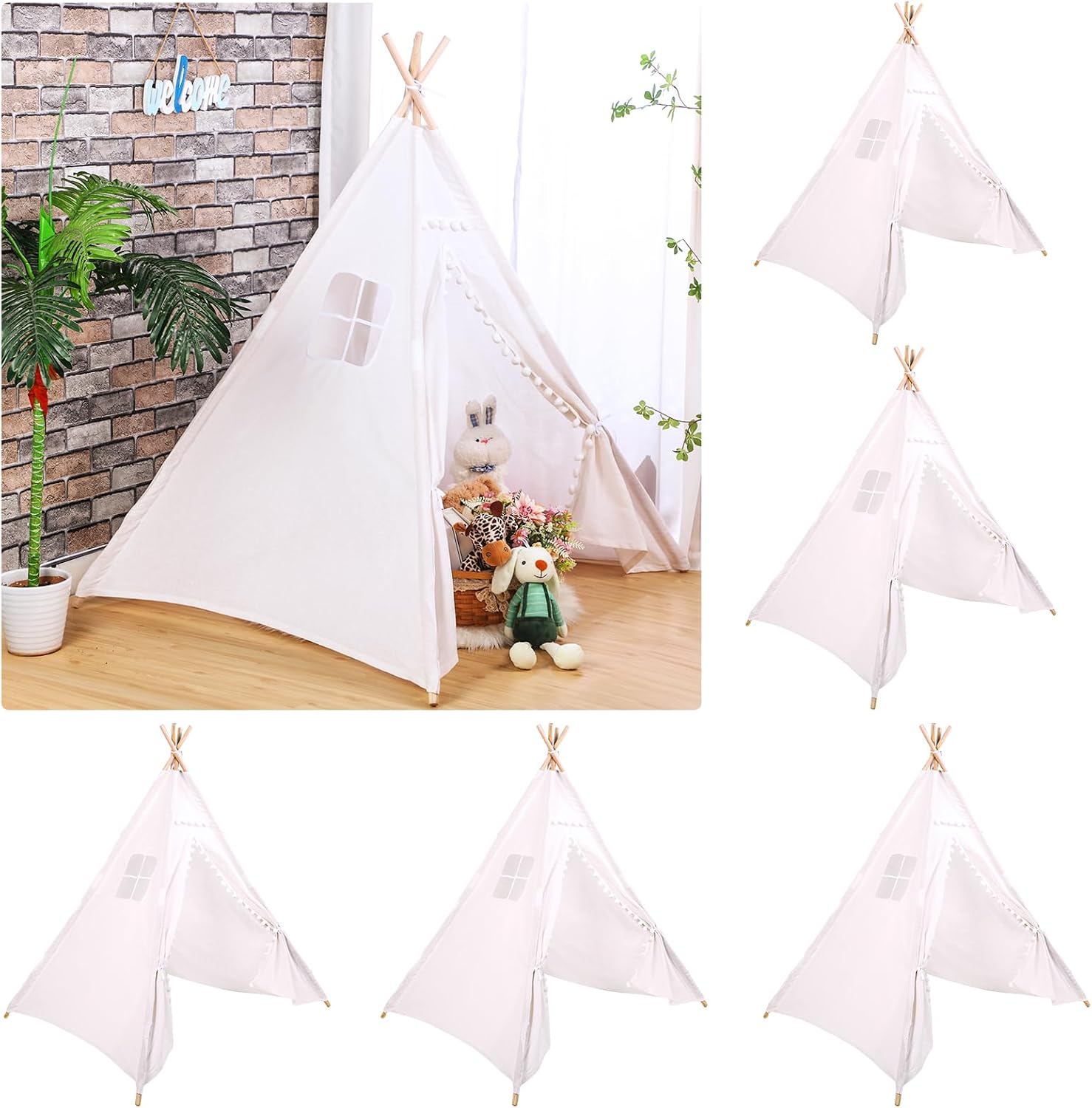 Kids Outdoor Teepee - Windyun 6 Pcs Kids Teepee Tent