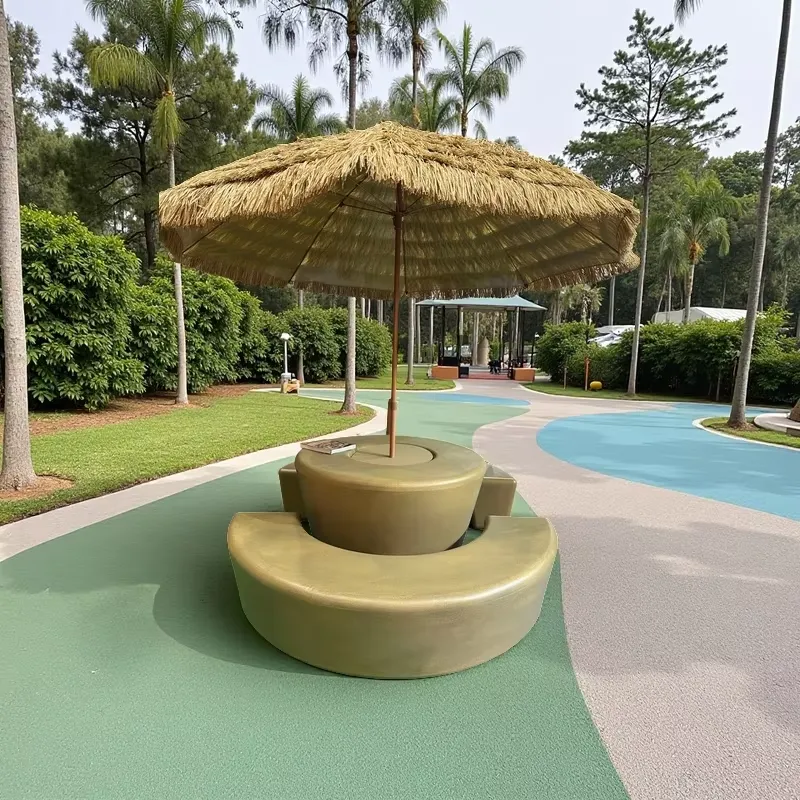 Kids Outdoor Bench With Umbrella - Modern Outdoor Round Table and Chair
