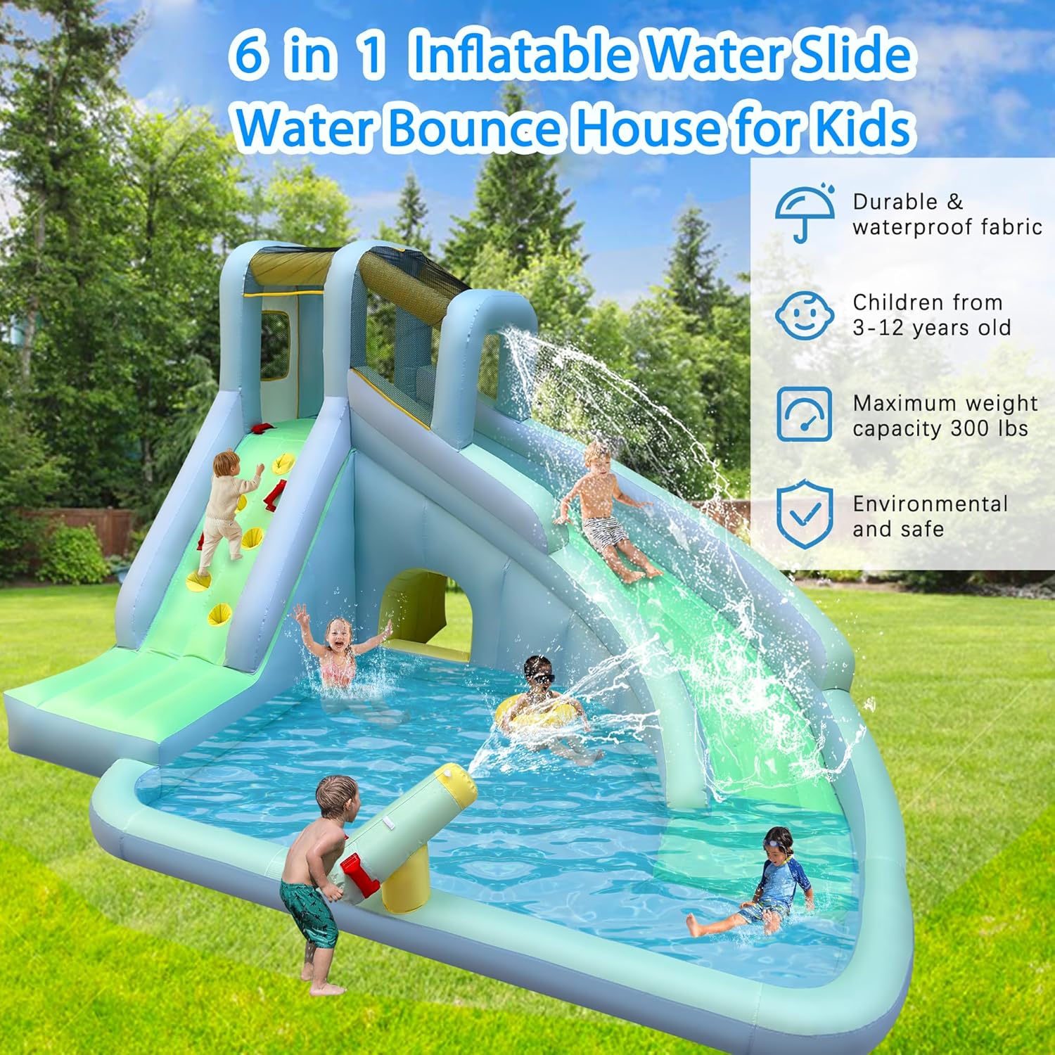 6-in-1 Inflatable Kids Bounce  - огляд і ціна Kids Outdoor Water Park