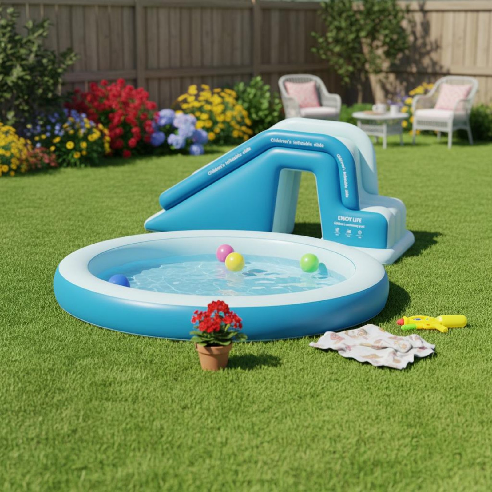 Inflatable Pool Slide Foldable - огляд і ціна Kids Outdoor Water Park