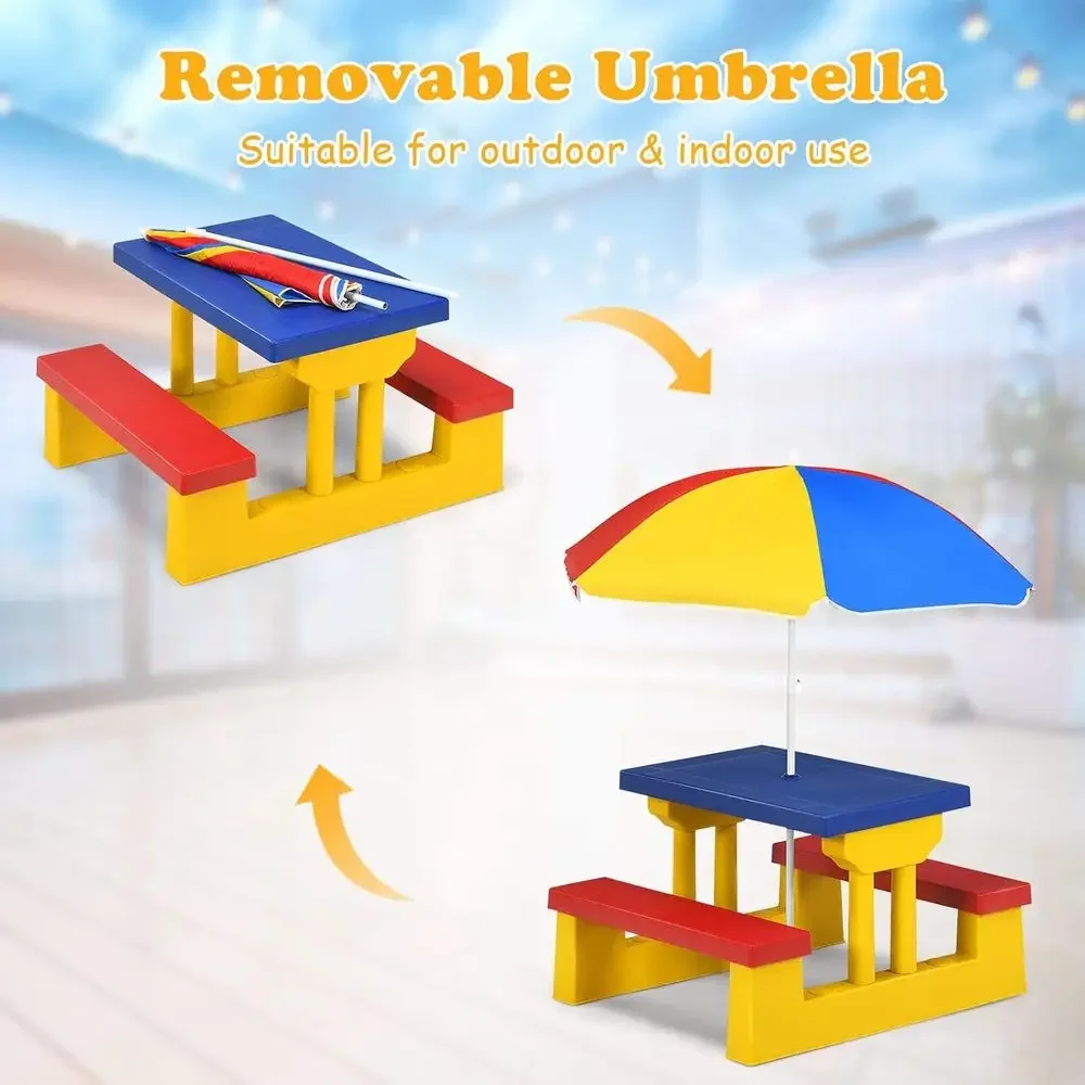 Multicolor Outdoor Kids Picnic - огляд і ціна Kids Outdoor Bench With Umbrella