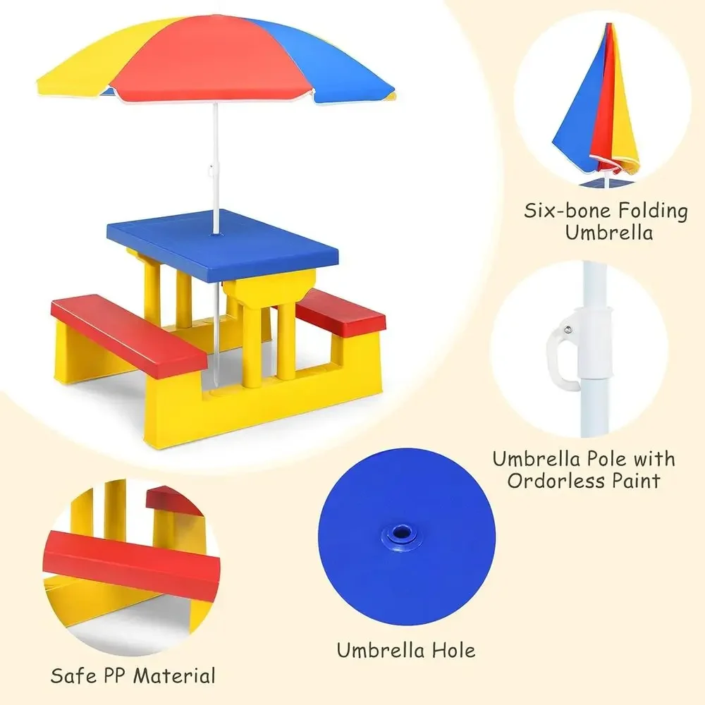 Multicolor Outdoor Kids Picnic - огляд і ціна Kids Outdoor Bench With Umbrella