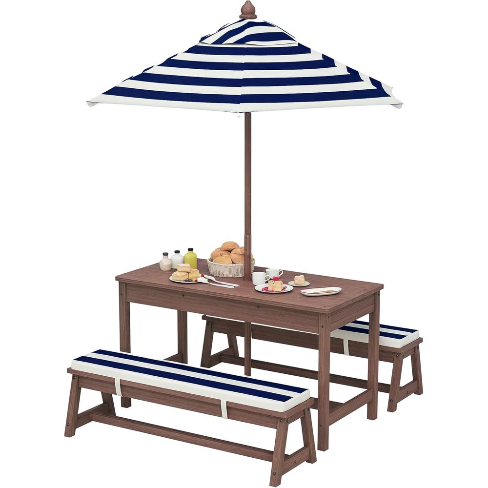 Qaba Kids Picnic Table, Outdoo - огляд і ціна Kids Outdoor Bench With Umbrella
