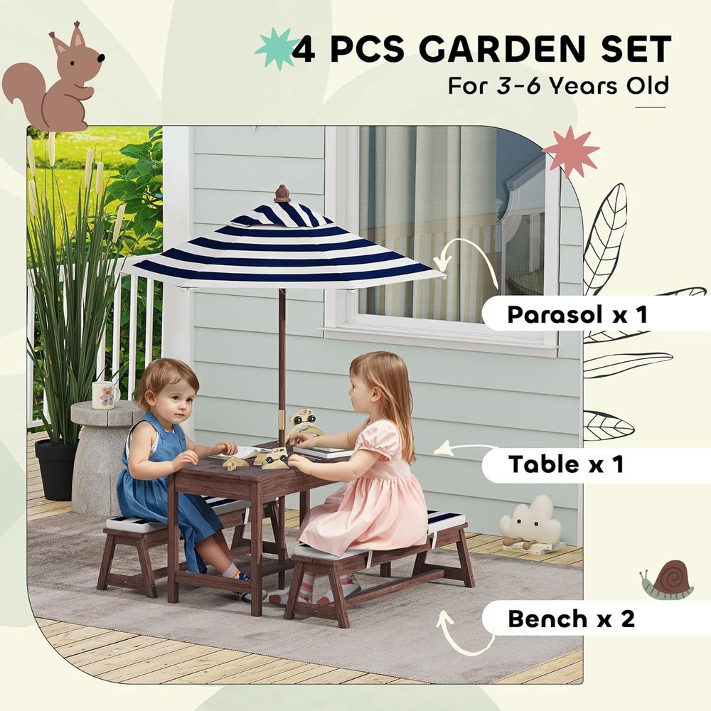 Qaba Kids Picnic Table, Outdoo - огляд і ціна Kids Outdoor Bench With Umbrella