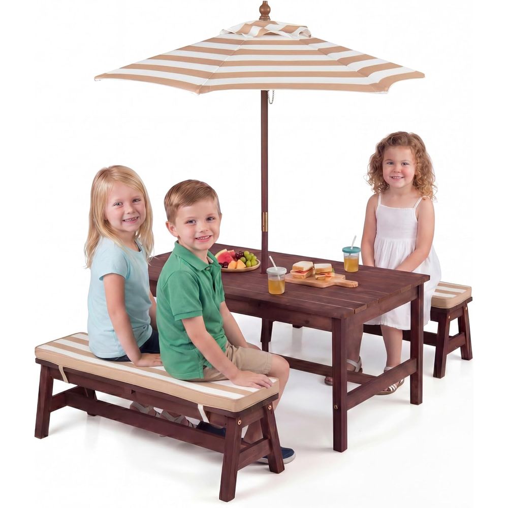 Kids Picnic Table, Large 42“x  - огляд і ціна Kids Outdoor Bench With Umbrella