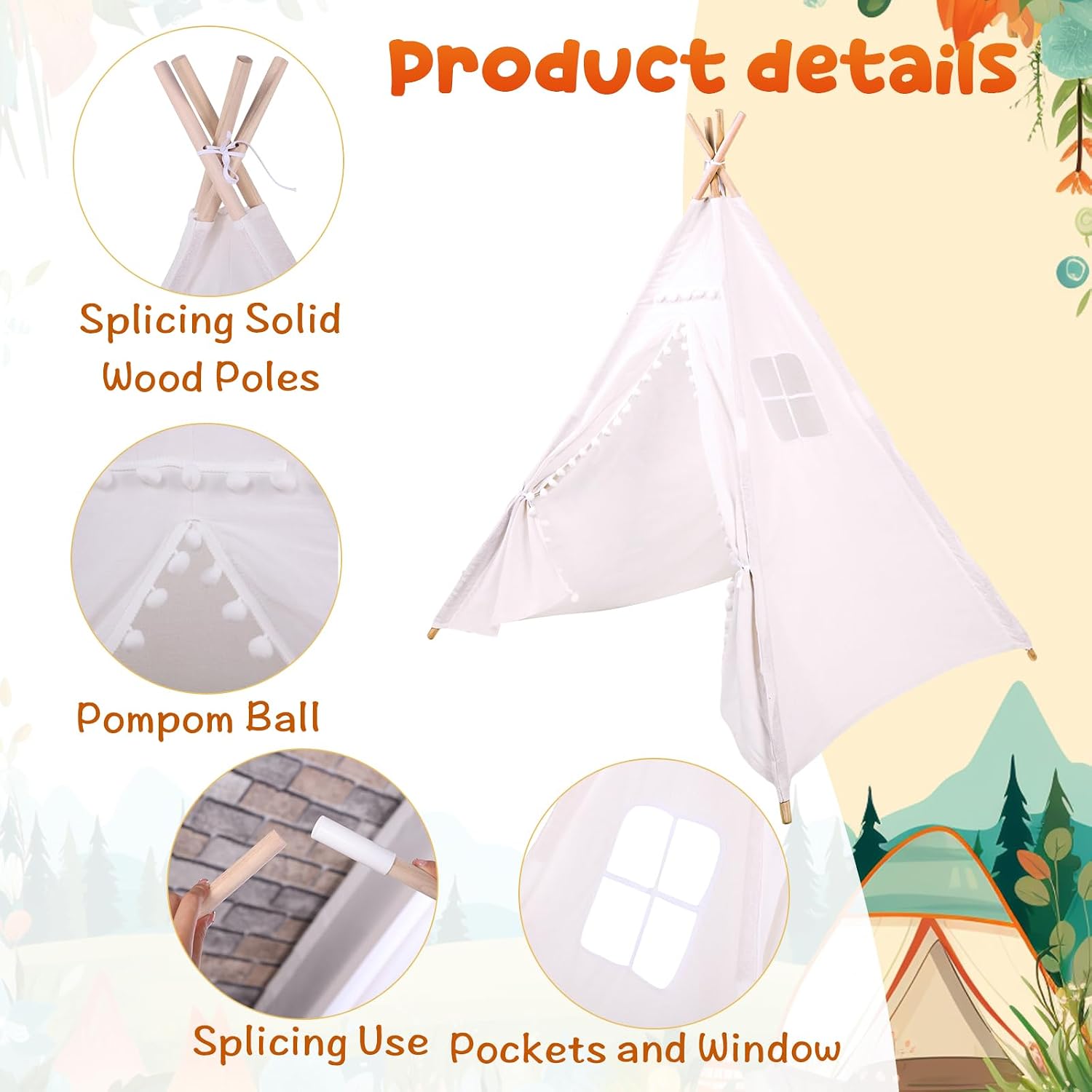 Windyun 6 Pcs Kids Teepee Tent - огляд і ціна Kids Outdoor Teepee