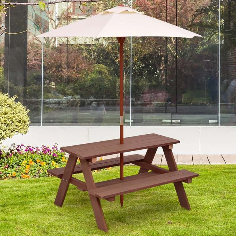 Outdoor 4-Seat Kids Picnic Tab - огляд і ціна Kids Outdoor Bench With Umbrella