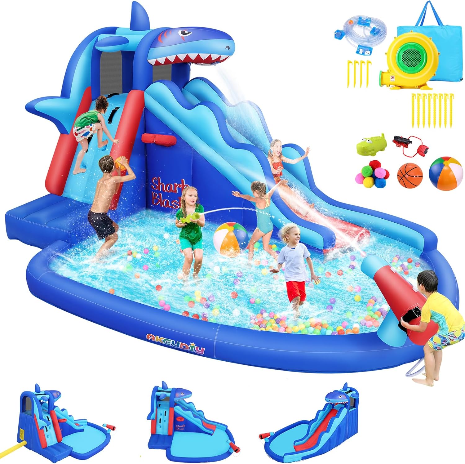 Shark-Themed Inflatable Water  - огляд і ціна Kids Outdoor Water Park