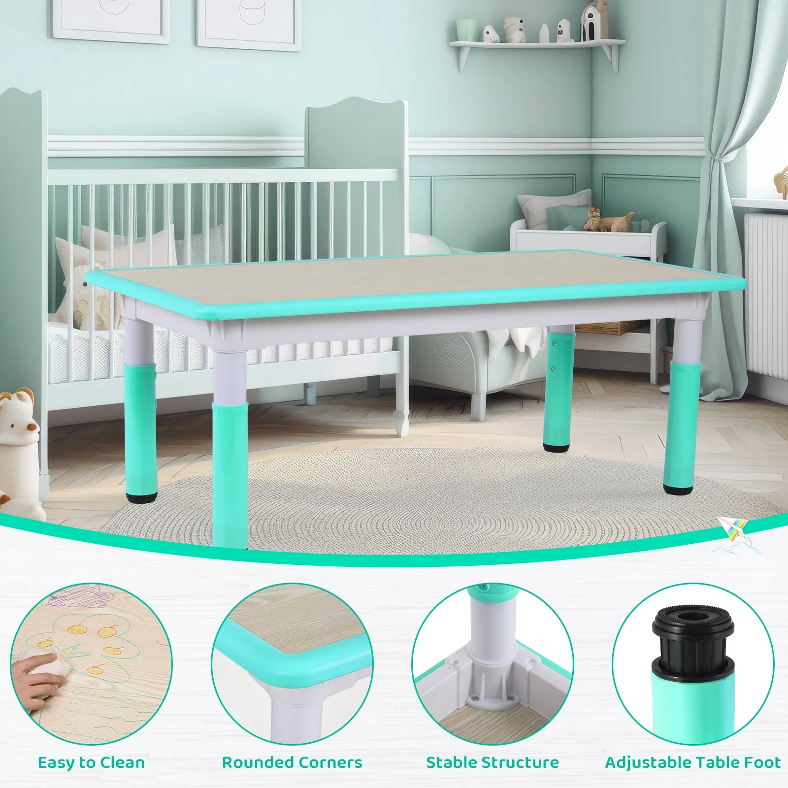 Kids Table and 6 Chairs Set He - огляд і ціна Kids Outdoor Table And Chairs