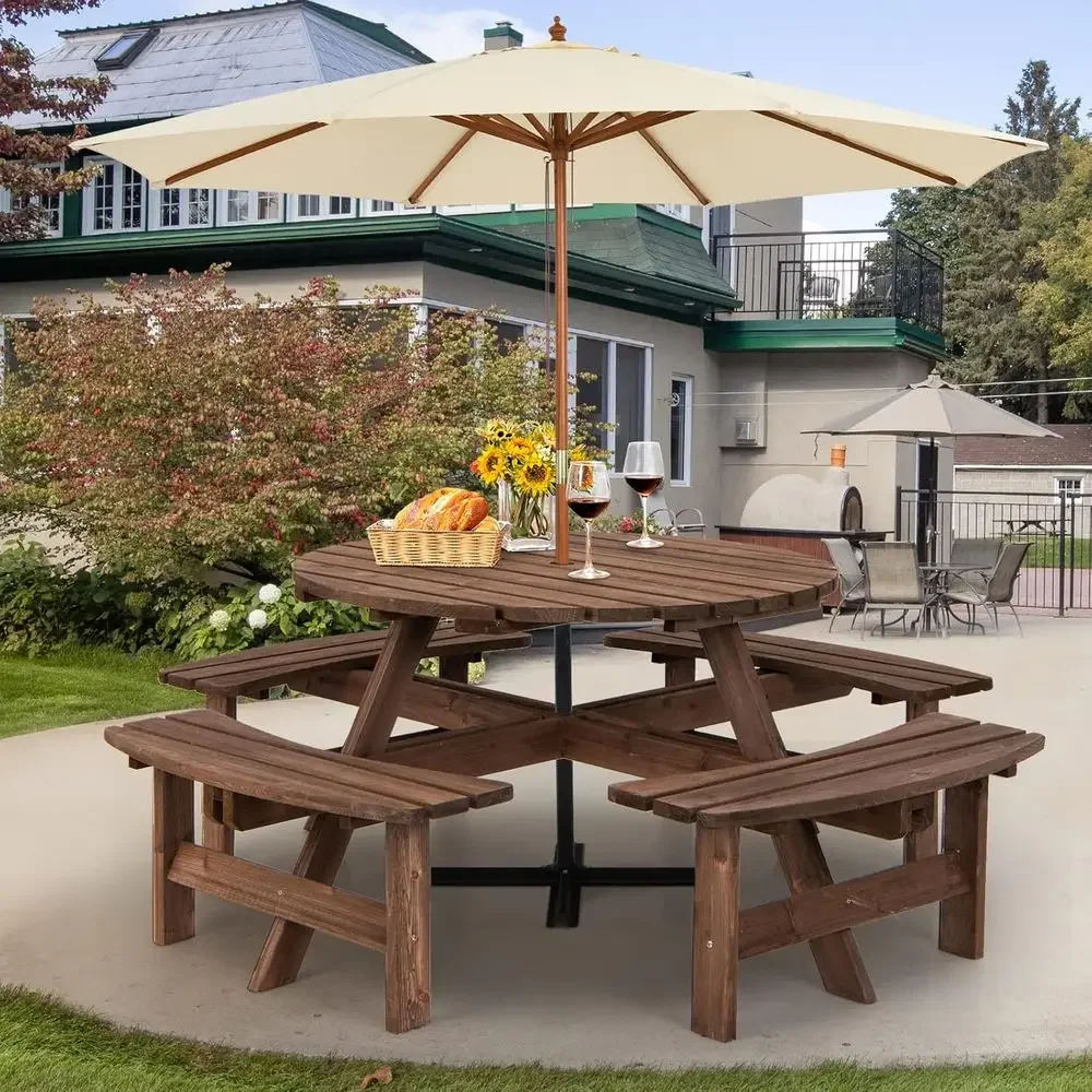 Wooden Picnic Table Set with W - огляд і ціна Kids Outdoor Bench With Umbrella