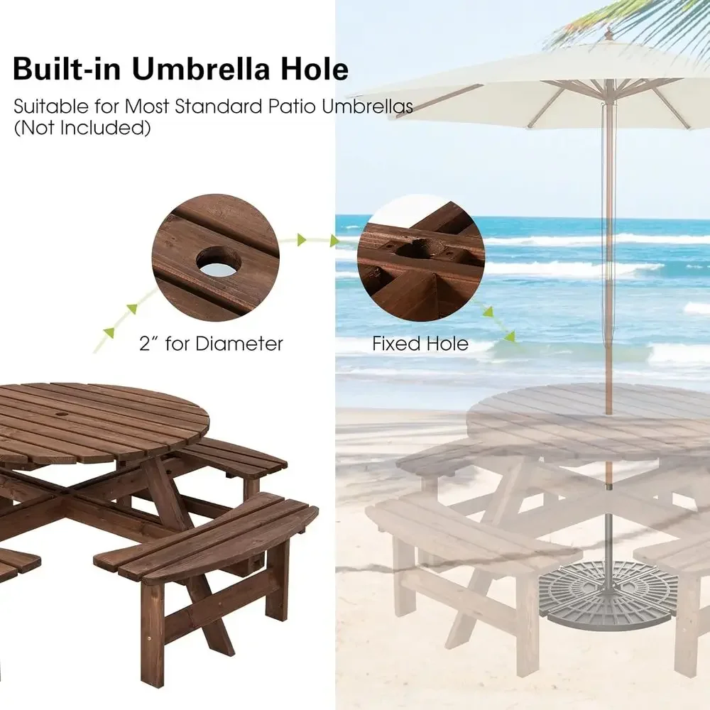Wooden Picnic Table Set with W - огляд і ціна Kids Outdoor Bench With Umbrella