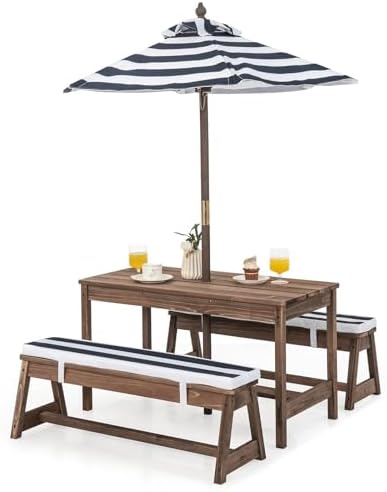 Kids Picnic Table, Outdoor Woo - огляд і ціна Kids Outdoor Bench With Umbrella