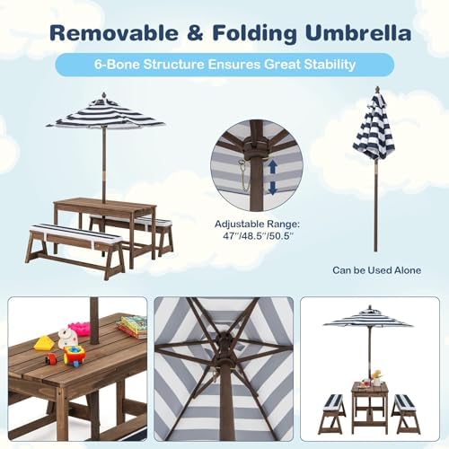 Kids Picnic Table, Outdoor Woo - огляд і ціна Kids Outdoor Bench With Umbrella