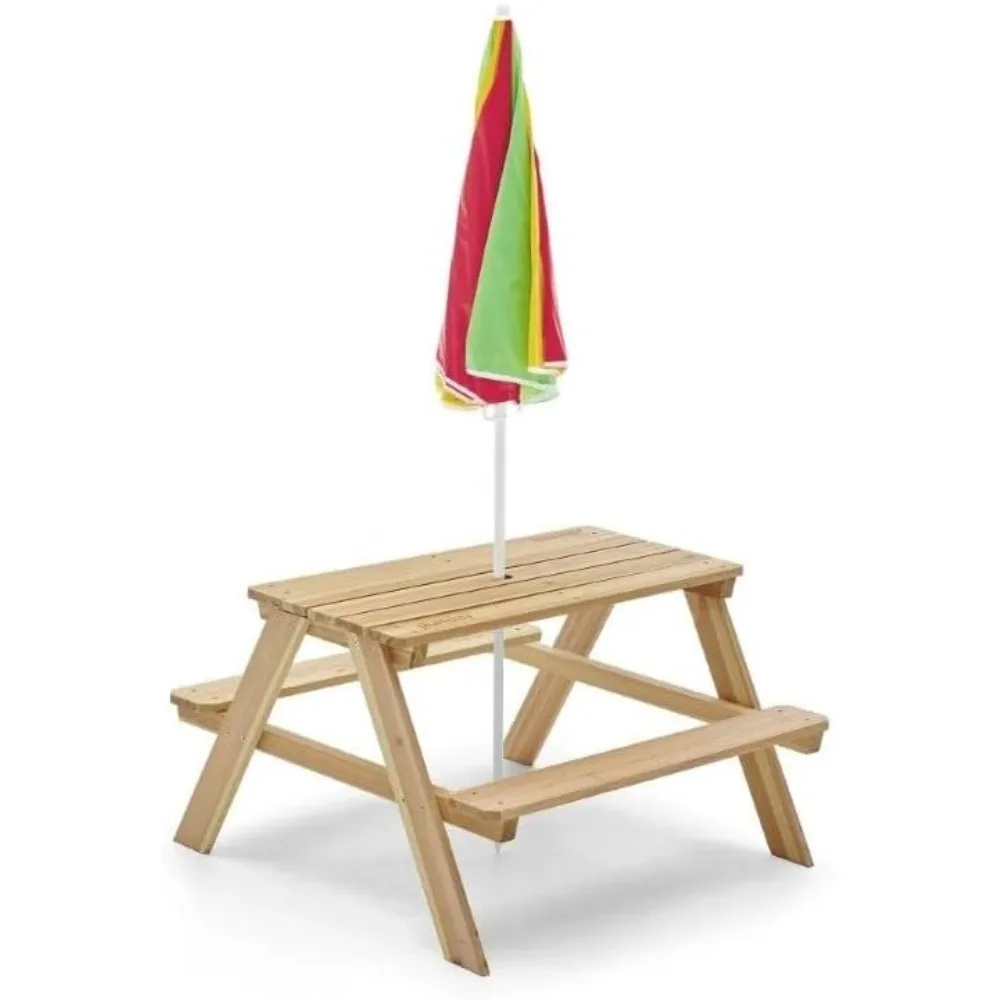 Wooden Kids Picnic Table Outdo - огляд і ціна Kids Outdoor Bench With Umbrella