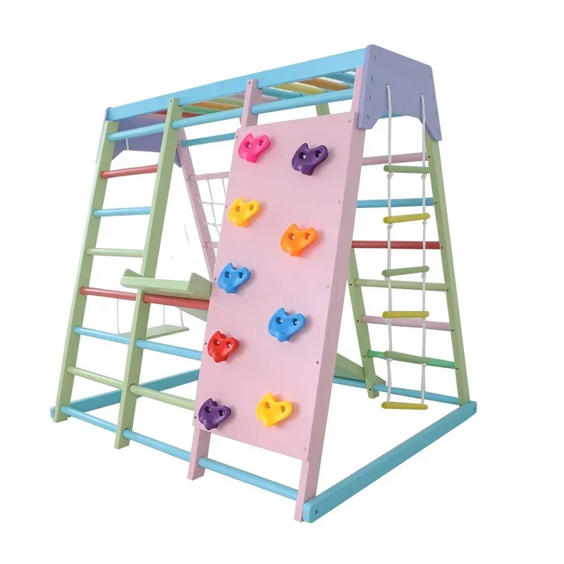 Kids Wooden Climbing Frame Ind - огляд і ціна Kids Outdoor Jungle Gym With Slide