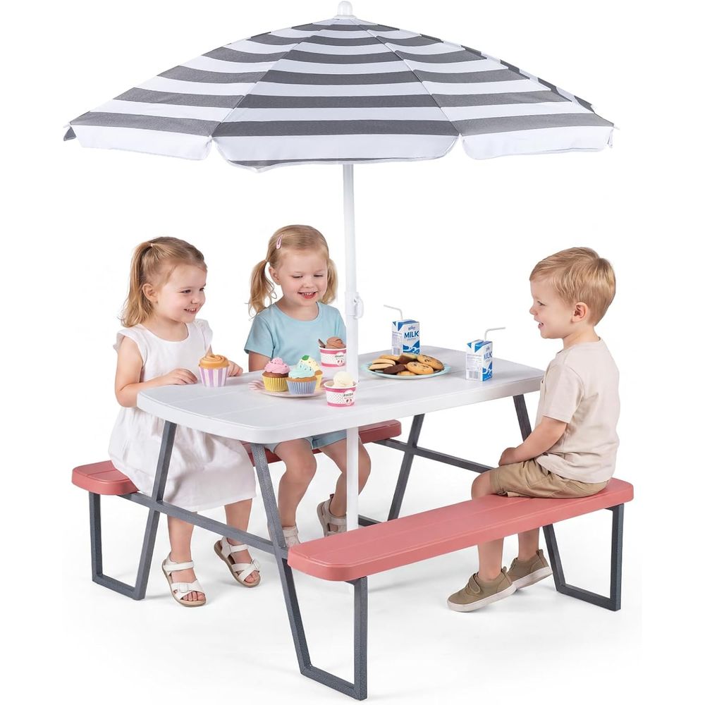 Kids Picnic Table, Toddler Out - огляд і ціна Kids Outdoor Bench With Umbrella