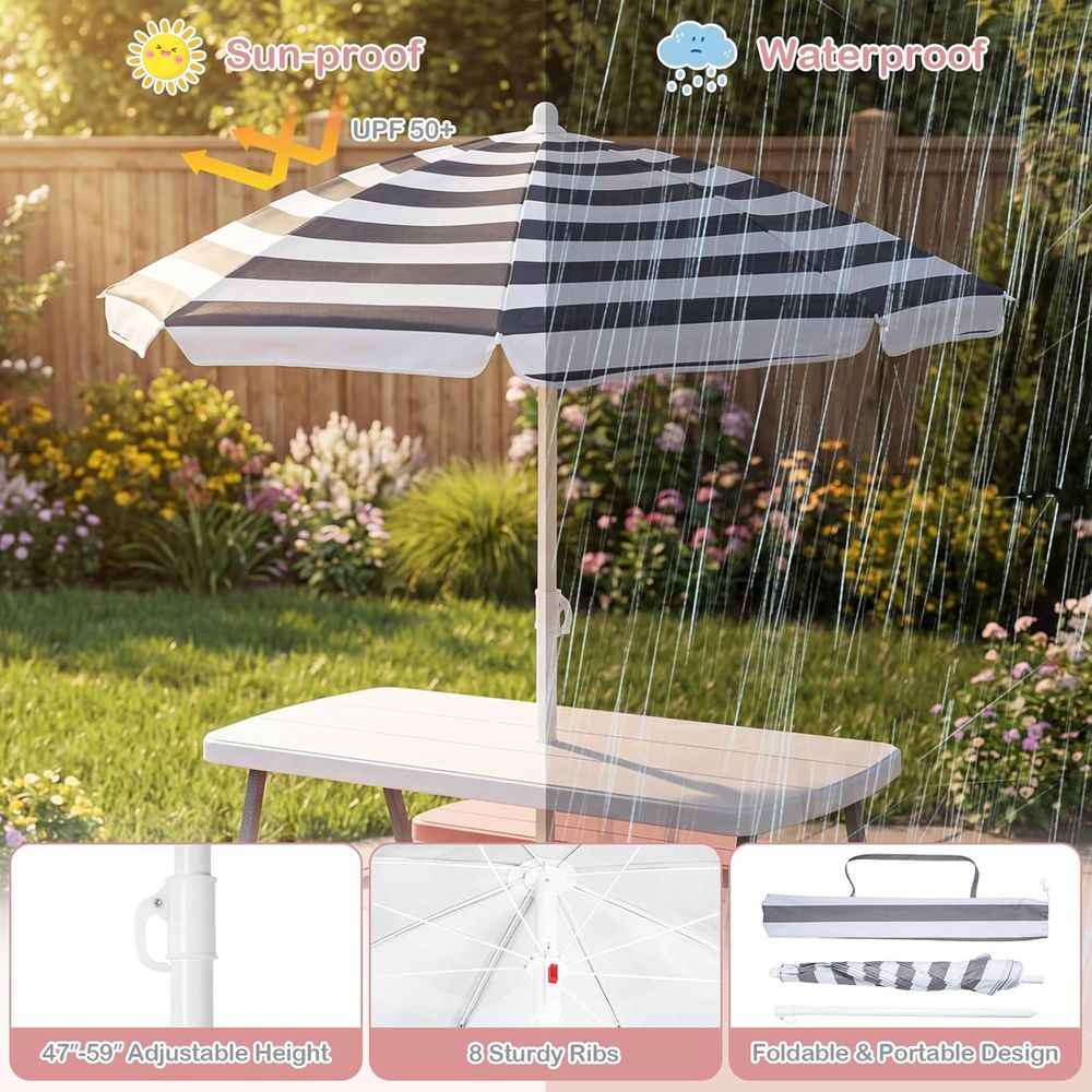 Kids Picnic Table, Toddler Out - огляд і ціна Kids Outdoor Bench With Umbrella
